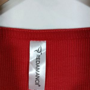 Red Plain Casual Top (Women)