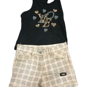 Black Top And Skin Colour Shorts For Girl