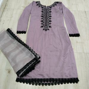 Lavender Full sleeve kurti with dupatta