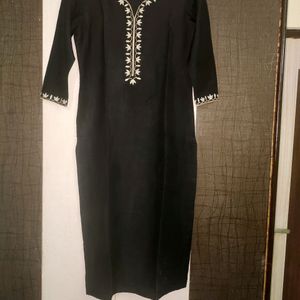 Women Black Ethnic Motifs Embroidery Kurta SET