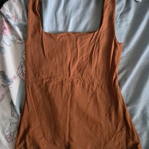 Brown Cotton Tank Top