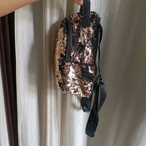 Sequin rose gold small backpack