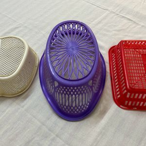 3 Plastic Multipurpose Tray/Basket/Organizer