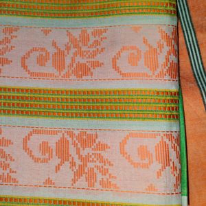 Churidar Material Green &Orange Colour Combination