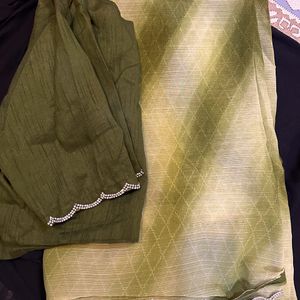 Olive Saree With Blouse