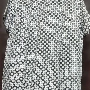 White & Black Printed Shirt For Boy & Men 42 Chest