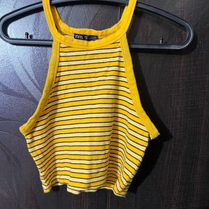 Zara Yellow Stripped Crop Top