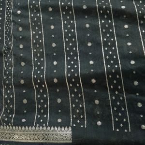 Black Banarasi Saree In Pure Silk