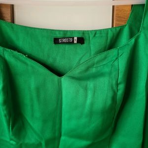 STREET9 green Color Satin Dress For Party Wear