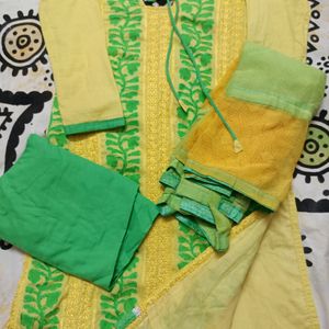 Yellow And Green Chudidhar Set