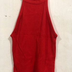 Zara Red Halter Top W Buckles