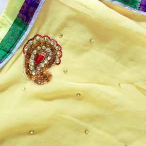 Light Yellow Colour  Saree