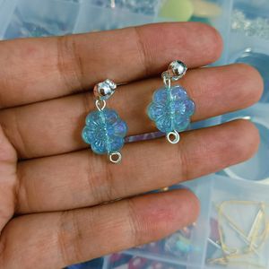 Handmade Blue Flower Earrings