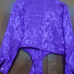 Purple Shining Party Wear Crop Top For 36 Bust