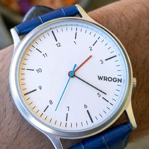 WROGN Men White Dial & Blue Leather Watch