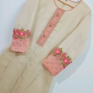 Light Pink And Beige Women's Kurta