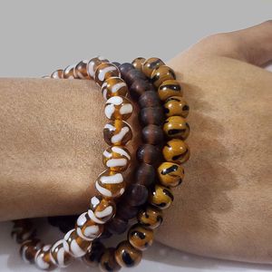 3pcs set handmade glass beads bracelets brown shad