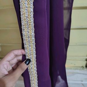 Purple Ethnic Gown Kurti With Dupatta