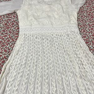 Chickenkari White Anarkali Dress