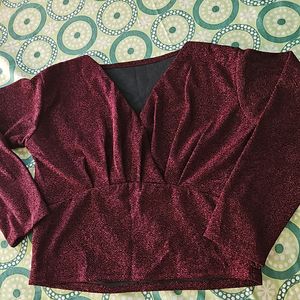 Marron Shimmery Party Top -New