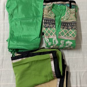 3pc Suit Set | Green Kurta Legging