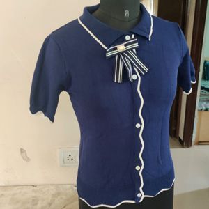 Ribbed Collar With Bow Top