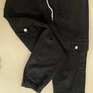 Black Denim Joggers