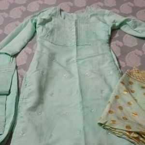 Light Sky Blue Kurta Set With Dupatta