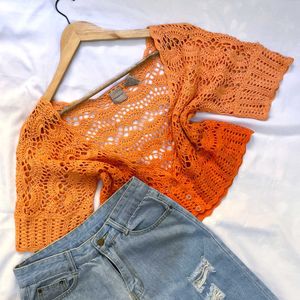 Pinterest Crochet Ombre Effect Orange Cardigan