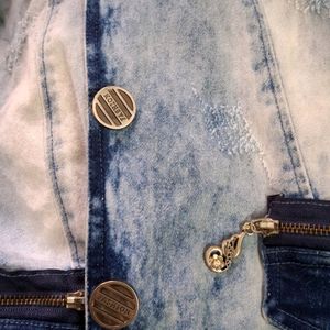 solid blend denim sleeveless jacket