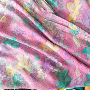 Floral Printed Pink Light Weight Saree