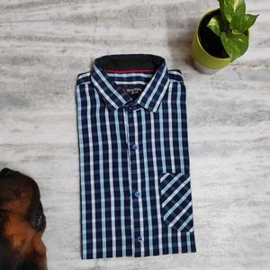 Navy Blue - Coloured Checked Shirt