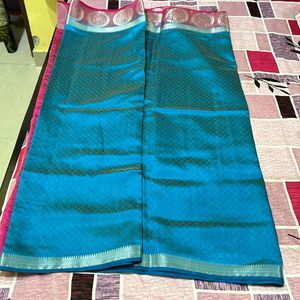 Blue & Pink Festive Ware Saree