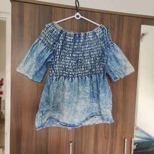 Denim Smokey Top