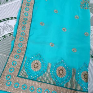 Desinger Full Worked Saree With Unstitched Blouse