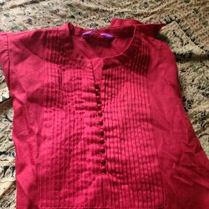 Long Red Kurta - LIBAS