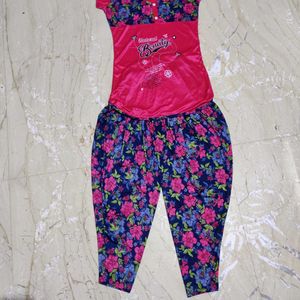 Floral Pink Night Suit