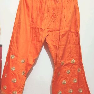 Orange Designer Plazo Suit With Dupatta 38 Bust