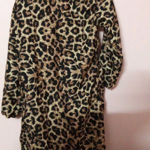 Cheetah Print New Dress With Elastic Sleeves