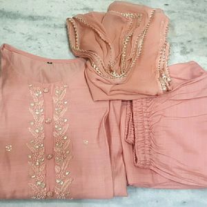 Peach Color Full Set Work Wear Dress