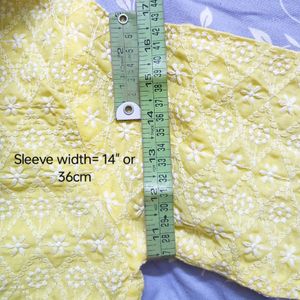 Yellow Cotton Thread Work Crop Top/Shirt