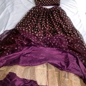 Burgundy Ethnic skirt and top full flared & Heavy