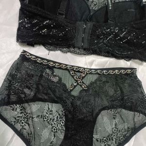 Imported Designer Bra Penty Set With Diamonds