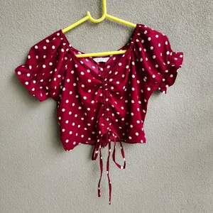 Red Polka dot Tie-up Crop Top