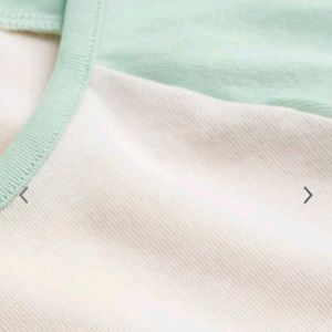 H&M Girls Green & Beige Cotton Jersey CroppedTop