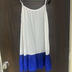 White-Blue Sleeveless Dress