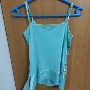 Cyan Sequin Top