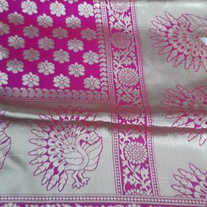 Beautiful New Hot Pink Banarasi Saree With Blouse