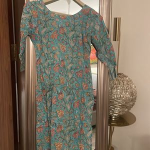 Beautiful Summer Blue Floral Short Kurta