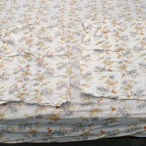 White Floral Bedsheet With 2 Pillow Covers